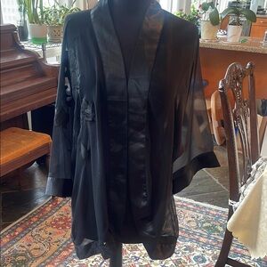 Elegant Black Floral Sheer Kimono Style Top